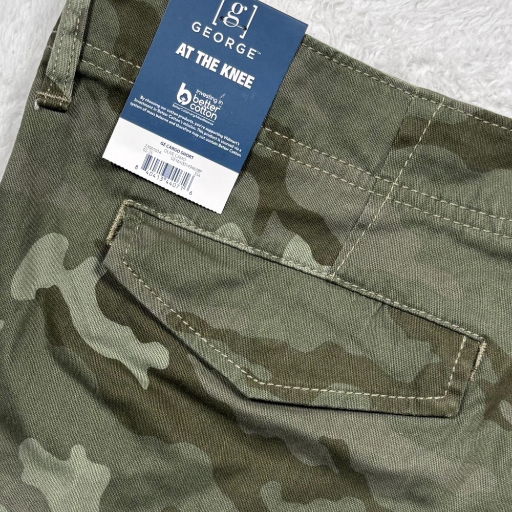 NEW George Cargo Shorts Men 46x10" Olive Camo Stretch Street Hunt Golf Military